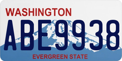 WA license plate ABE9938