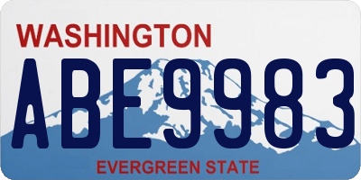 WA license plate ABE9983