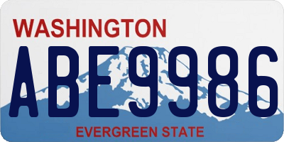 WA license plate ABE9986