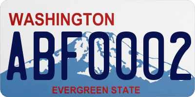 WA license plate ABF0002
