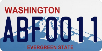 WA license plate ABF0011