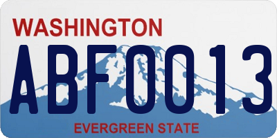 WA license plate ABF0013
