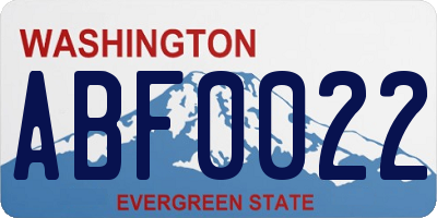WA license plate ABF0022
