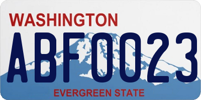 WA license plate ABF0023