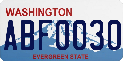 WA license plate ABF0030