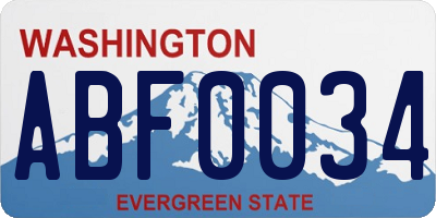 WA license plate ABF0034