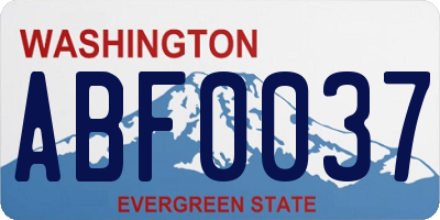 WA license plate ABF0037