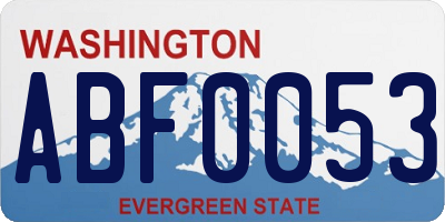 WA license plate ABF0053