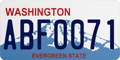 WA license plate ABF0071