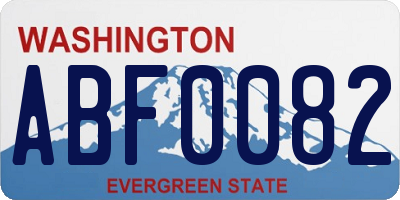 WA license plate ABF0082