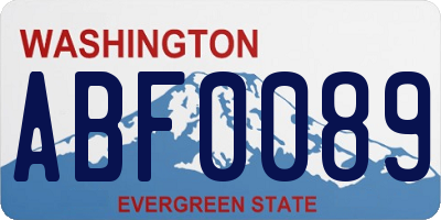 WA license plate ABF0089