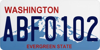 WA license plate ABF0102