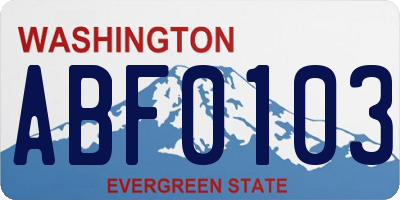 WA license plate ABF0103