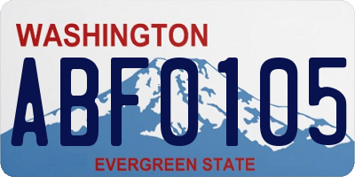 WA license plate ABF0105