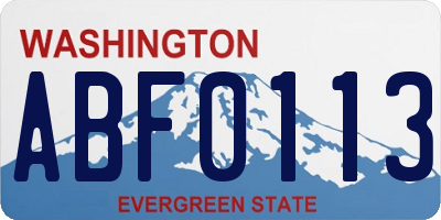 WA license plate ABF0113