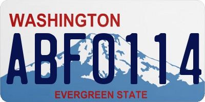 WA license plate ABF0114