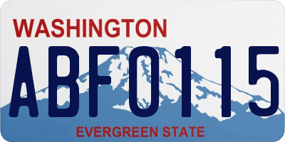WA license plate ABF0115