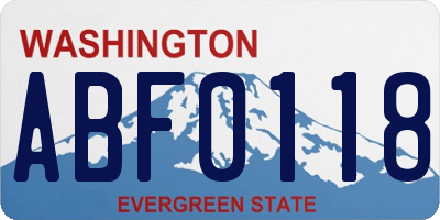 WA license plate ABF0118