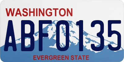 WA license plate ABF0135