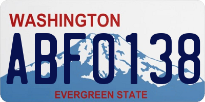 WA license plate ABF0138