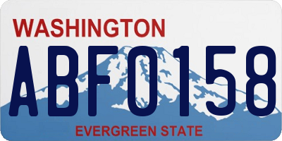 WA license plate ABF0158