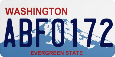 WA license plate ABF0172