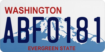 WA license plate ABF0181