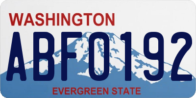 WA license plate ABF0192