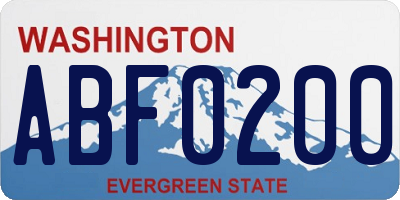 WA license plate ABF0200