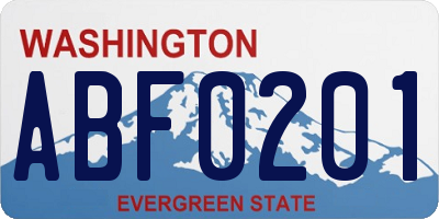 WA license plate ABF0201