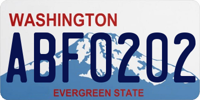 WA license plate ABF0202