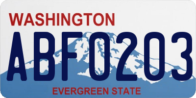 WA license plate ABF0203