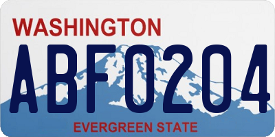 WA license plate ABF0204