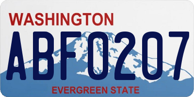 WA license plate ABF0207