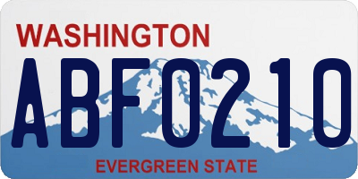 WA license plate ABF0210