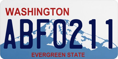 WA license plate ABF0211