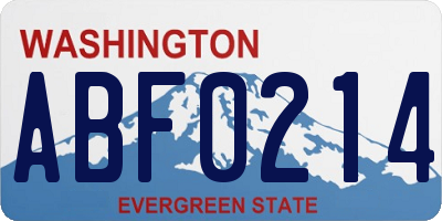 WA license plate ABF0214