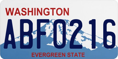 WA license plate ABF0216
