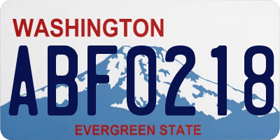 WA license plate ABF0218