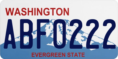 WA license plate ABF0222
