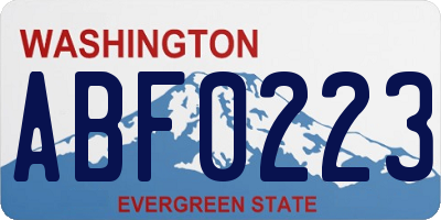 WA license plate ABF0223
