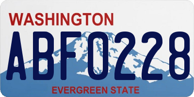 WA license plate ABF0228