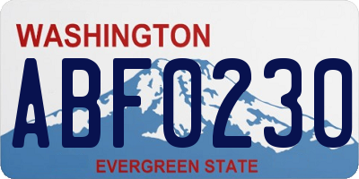 WA license plate ABF0230