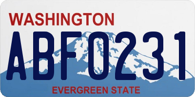 WA license plate ABF0231