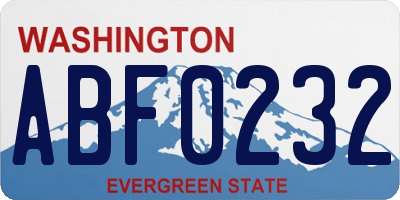 WA license plate ABF0232
