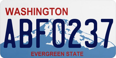 WA license plate ABF0237