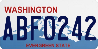 WA license plate ABF0242