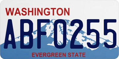 WA license plate ABF0255