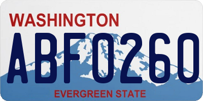 WA license plate ABF0260