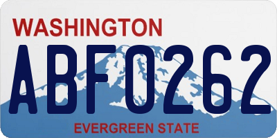 WA license plate ABF0262